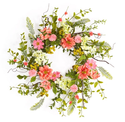 COSMOS/BERRY WREATH 27”D POLYESTER/PLASTIC