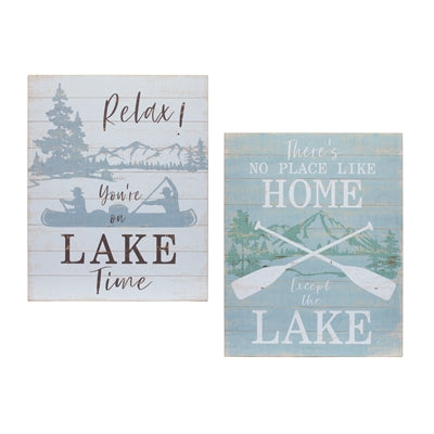 LAKE SIGN (2 ASST) 15.75"L X 20"H MDF/WOOD