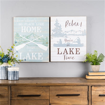 LAKE SIGN (2 ASST) 15.75"L X 20"H MDF/WOOD